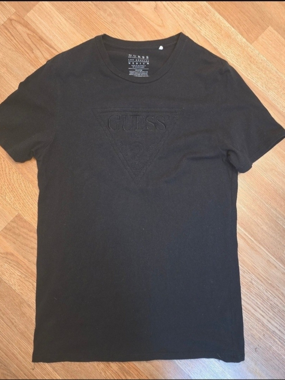 Guess Black Short Sleeve Embroidered Logo Tee